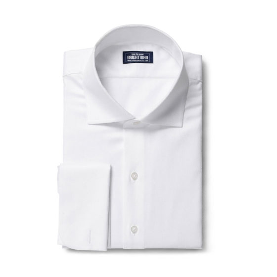 Herringbone White French Cuff Formal Shirt