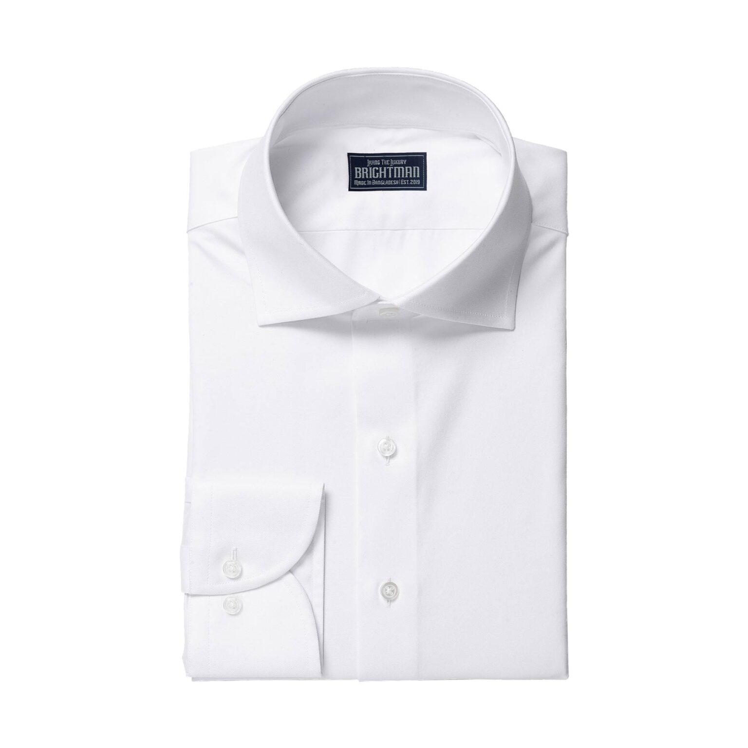 Solid White Cotton Dress Shirt Brightman