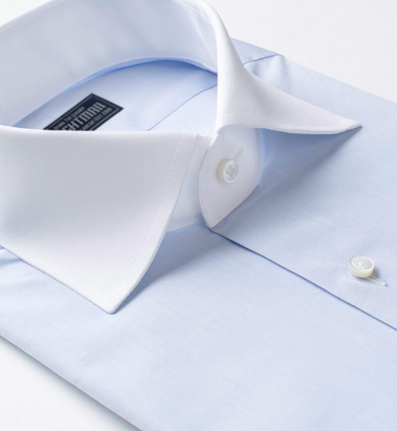 Sky-Blue Dress Shirt with White Collar - Brightman