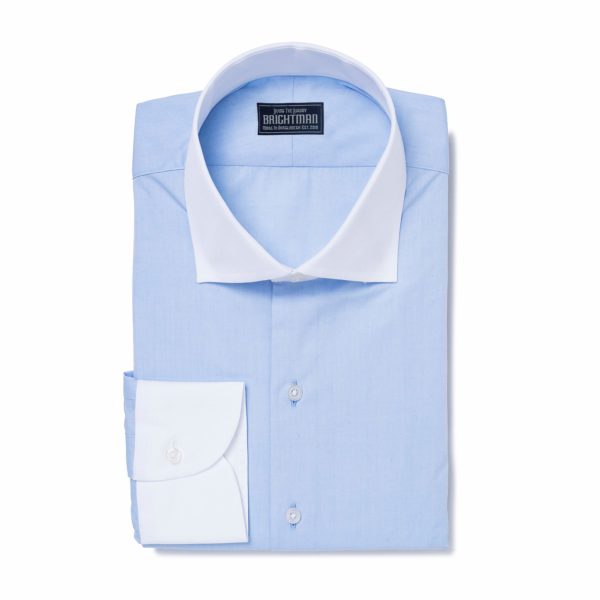 SkyBlue Dress Shirt with White Collar Brightman